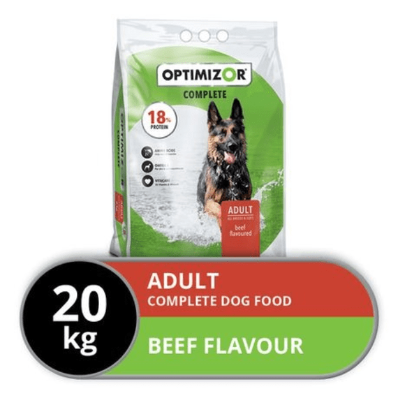 optimizor dog food complete adult beef 20kg picture 1