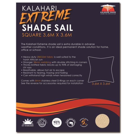 kalahari extreme shade square 3 6x3 6m picture 2