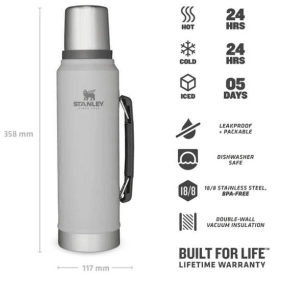 stanley classic vacuum flask 1l ash picture 2