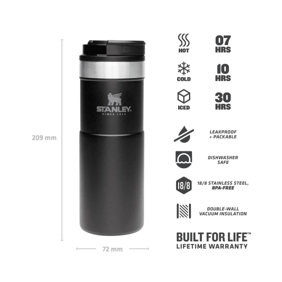 Stanley NeverLeak Travel Mug 470ml Black Agrimark