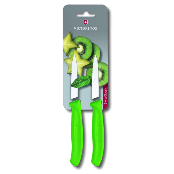 victorinox 2pc 8cm green serrated paring knife set picture 1