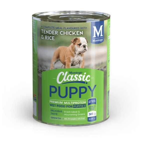 Montego Dog food Wet Puppy Chicken 385g Agrimark
