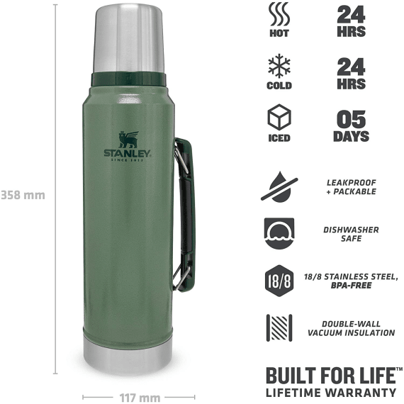 stanley classic vacuum flask 1l green picture 3