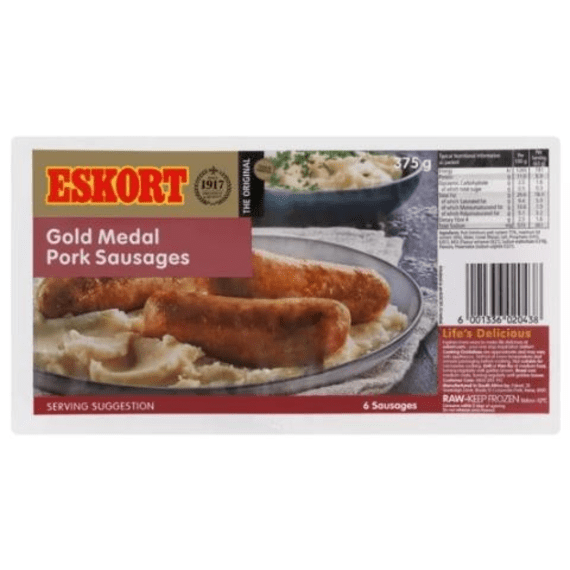 eskort gold medal pork sausages 375g picture 1