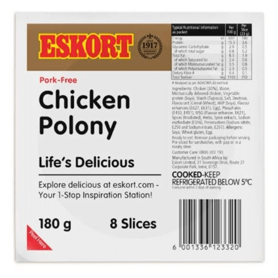 Eskort Sliced Cold Meat Stack Chicken 180g | Agrimark