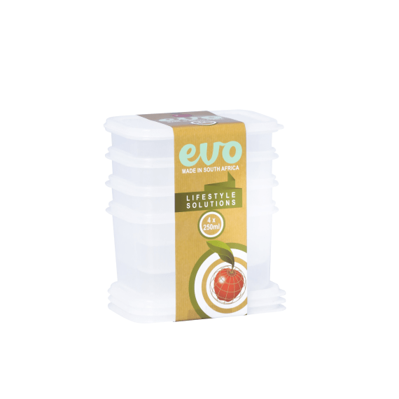 evo 4pc snack box clear lid 250ml picture 1