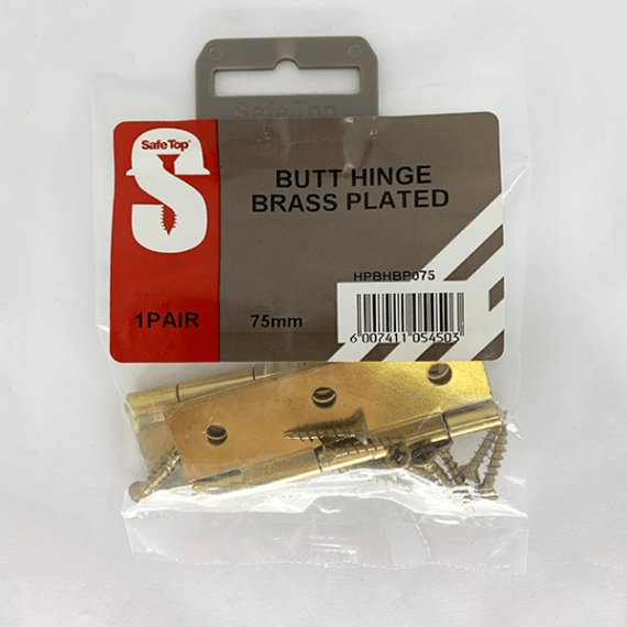 hinge brass 75mm 2pk picture 1