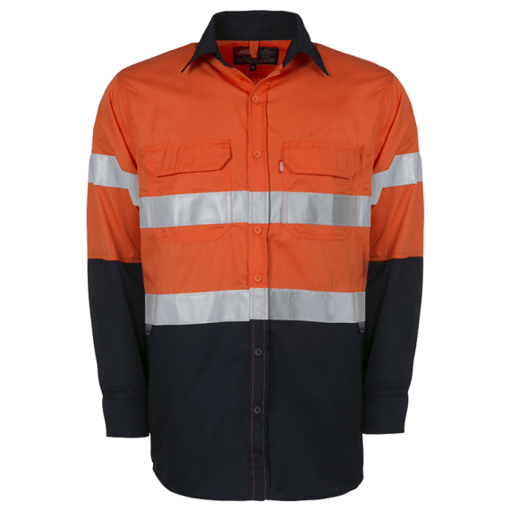 Jonsson Workwear  100% Cotton Two Tone Long Sleeve Reflective