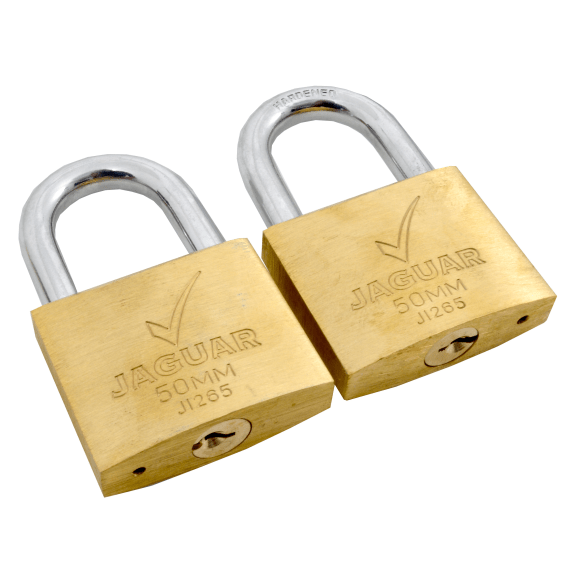 jaguar padlock brass 2 pack k a clam 50mm picture 1