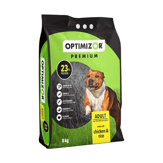 optimizor premium dog food chicken rice 8kg picture 1