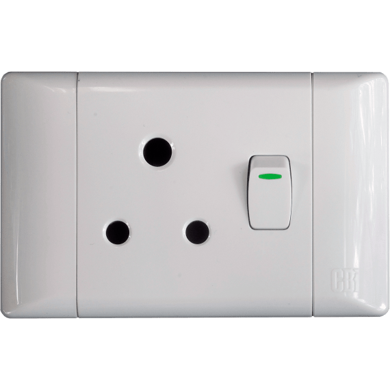 Cbi Socket Switch 2x4 single Horizontal Wht Agrimark