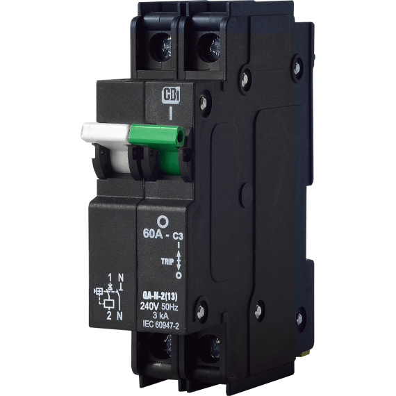 cbi main switch circuit breaker 60a 3ka black 26mm picture 1