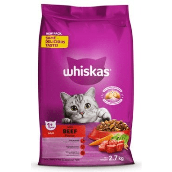 whiskas dry adult cat food beef picture 1