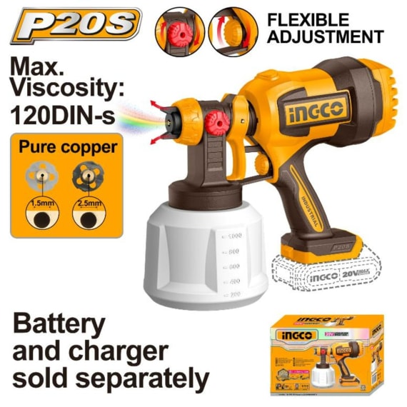 ingco 20v ps cordless spray gun accessories picture 1