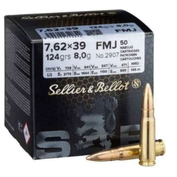 s b ammo 7 62x39 124gr fmj 50 picture 1