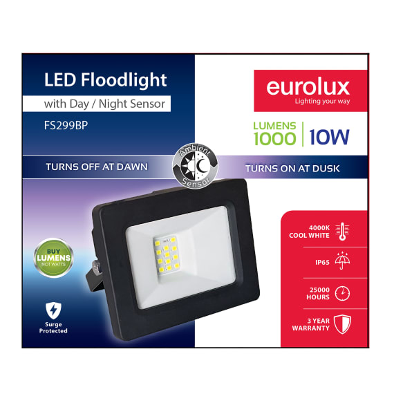 eurolux floodlight day night led sensor blk picture 2