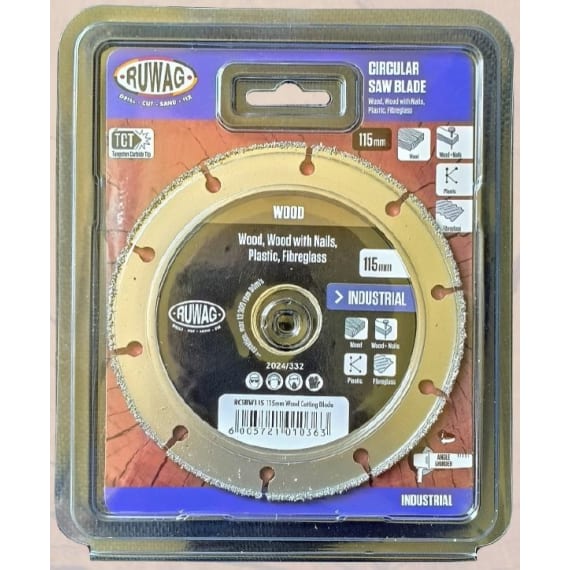 ruwag diamond blade for wood 115mm x1mm picture 1