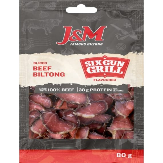 j m biltong sliced six guns grill 80g picture 1