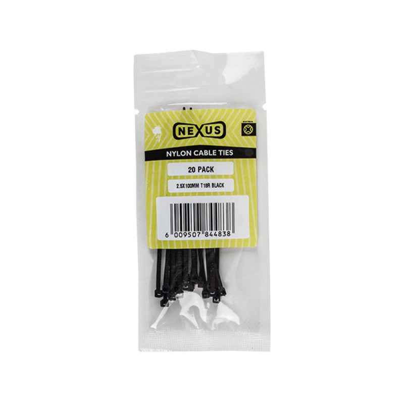 Nexus Cable Ties 7.2x400mm T120r 20pk Black Agrimark