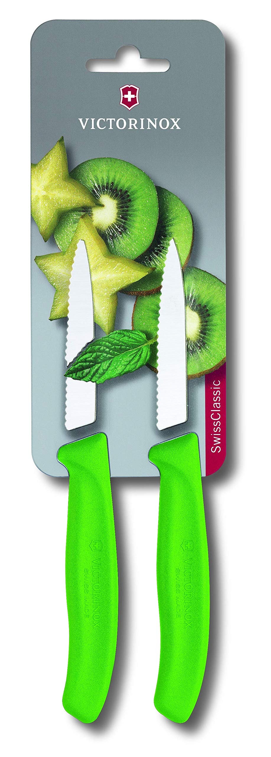 Victorinox 2pc 8cm Green Serrated Paring Knife Set Agrimark