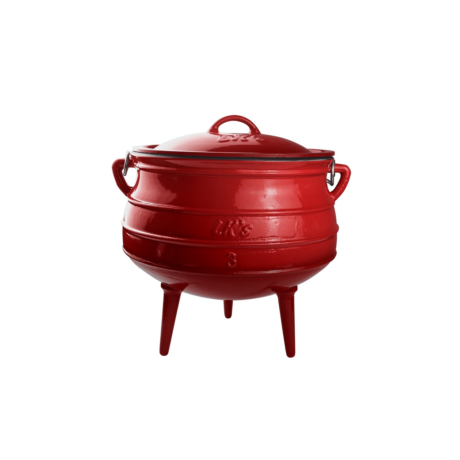 LK's 3legged No 3 Cast Iron Enamel Pot Red Agrimark