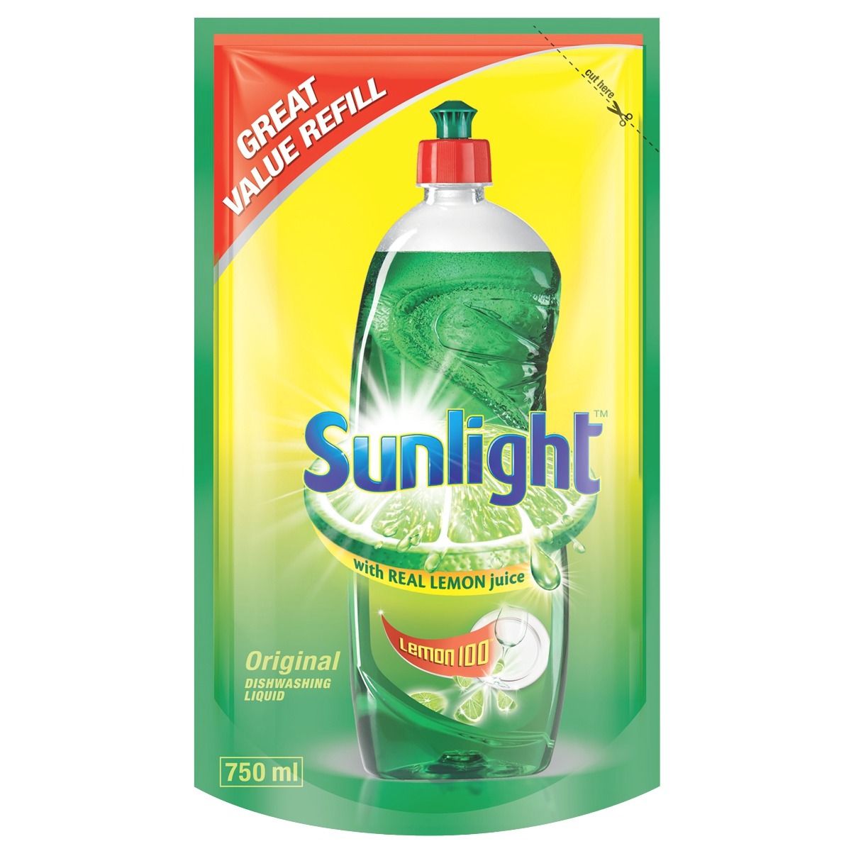 Sunlight Dishwash Liquid Pouch Reg 750ml Agrimark