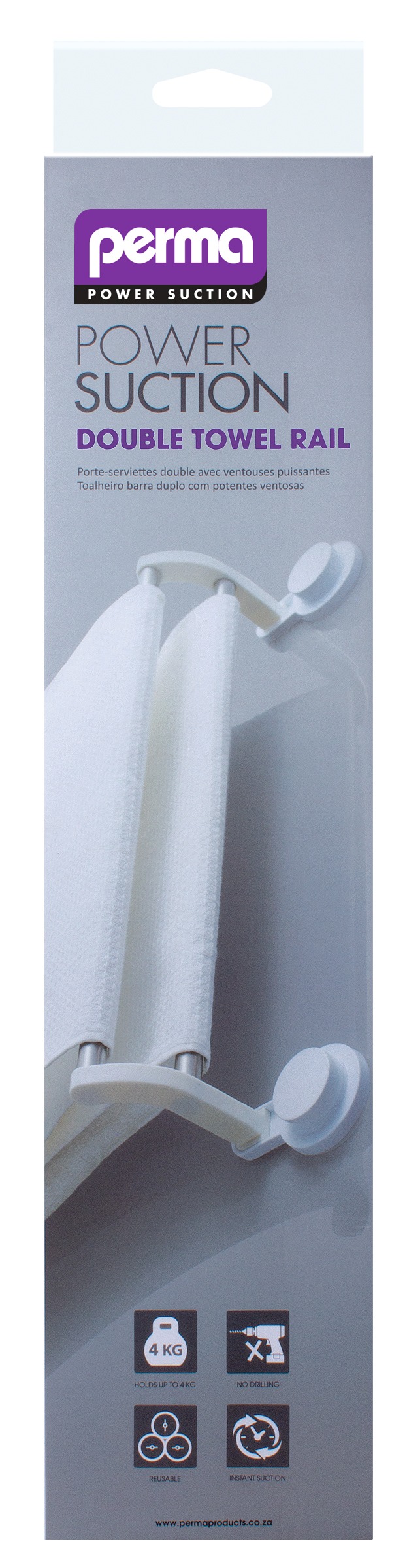 Perma Suction Double Towel Rail Box Agrimark