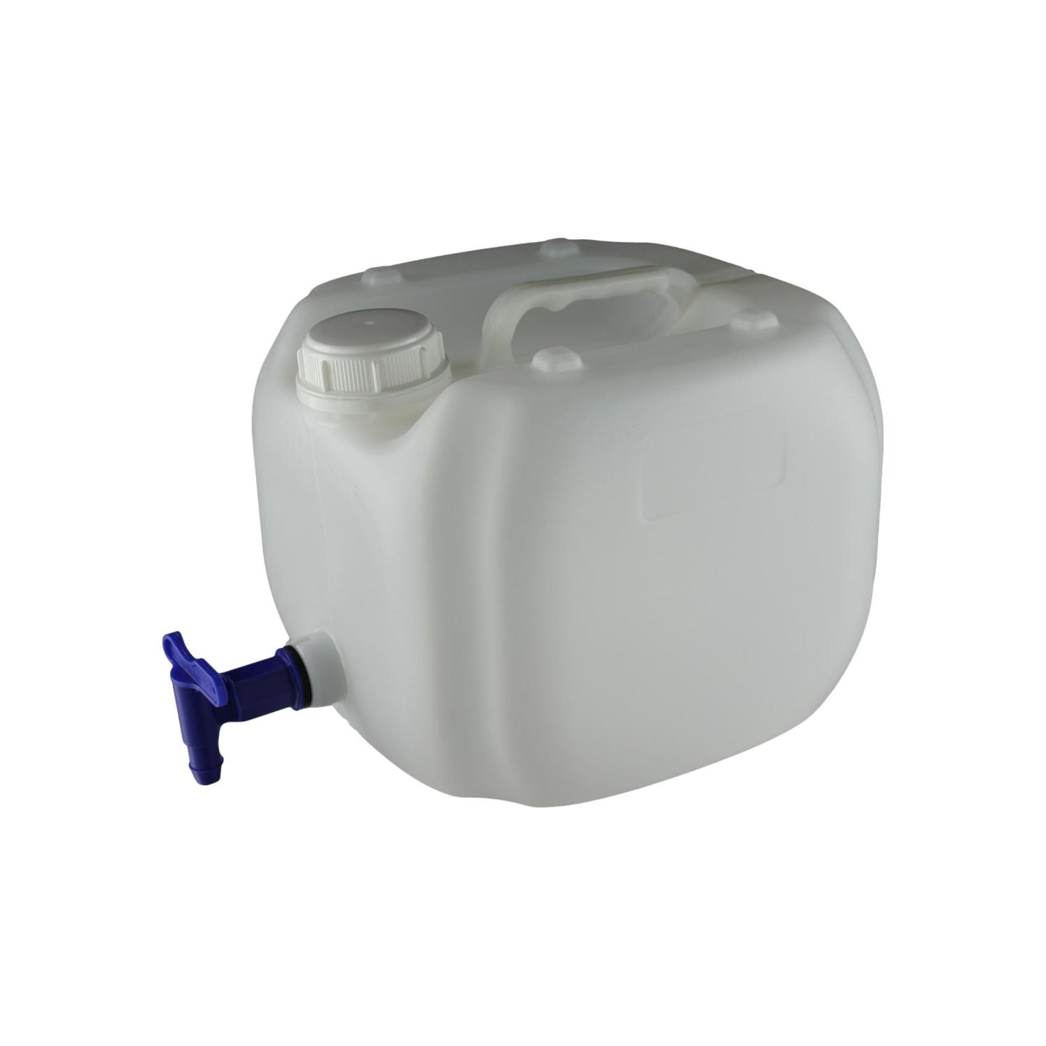 Canister in plastic, transparent, with tap, 10 litres