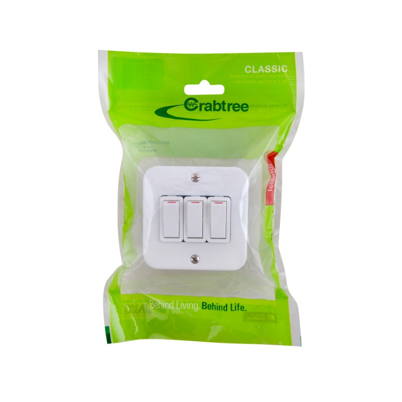 Crabtree Light Switch Industr 3l 75x75mm Agrimark