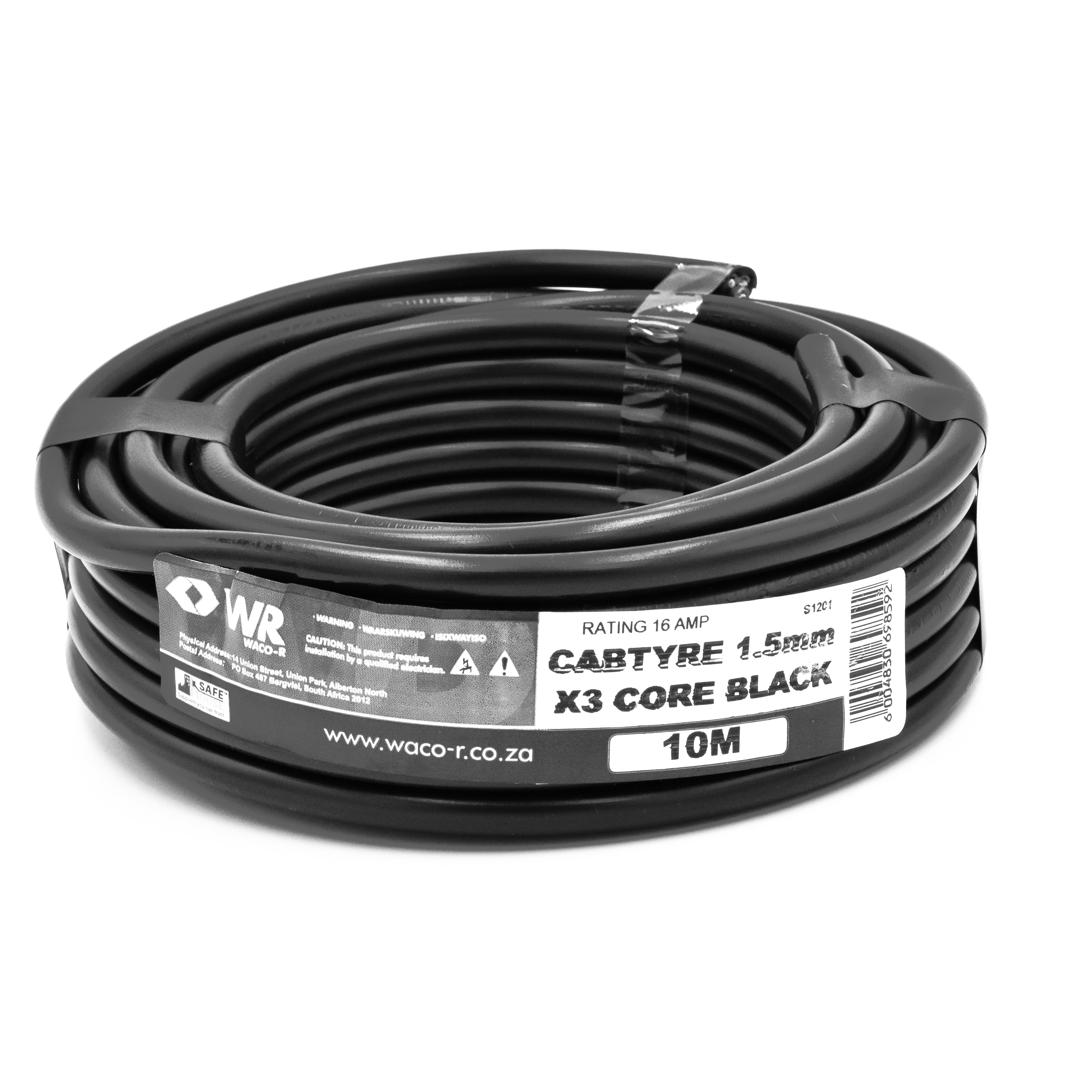 Wire Cable Cabtyre 1.50mmx3core Blk 10m Agrimark