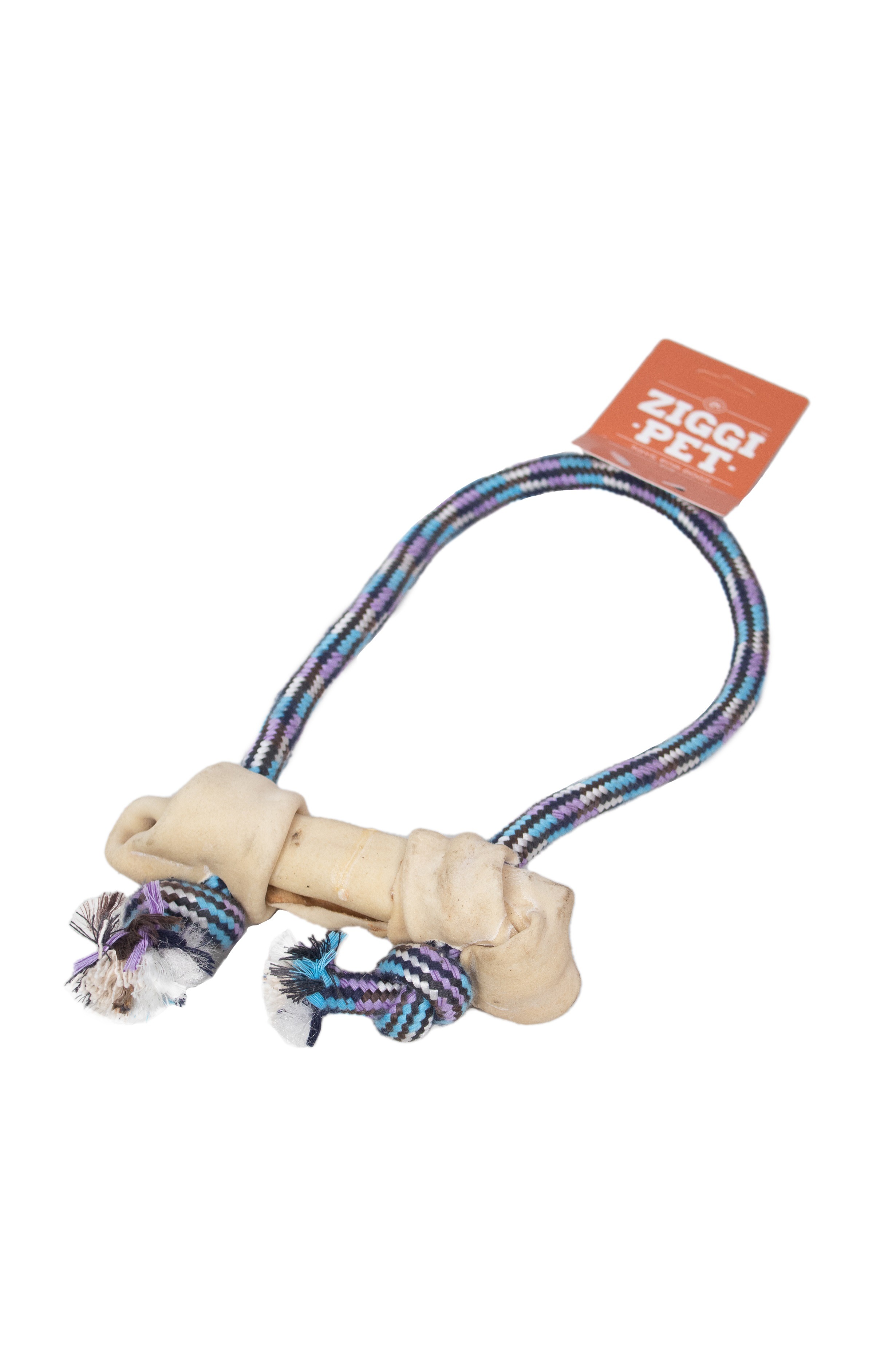 Ziggipet Dog Toy Tug rope With Rawhide Bone Agrimark