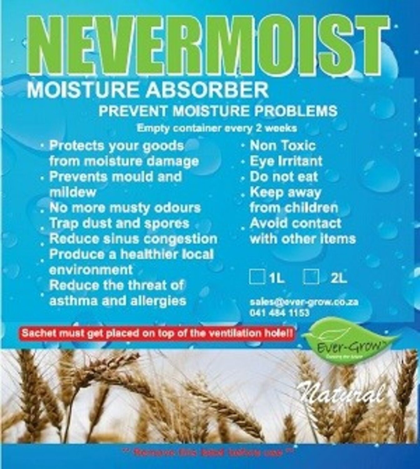 Nevermoist Moisture Absorber Natural Tub 2L Agrimark