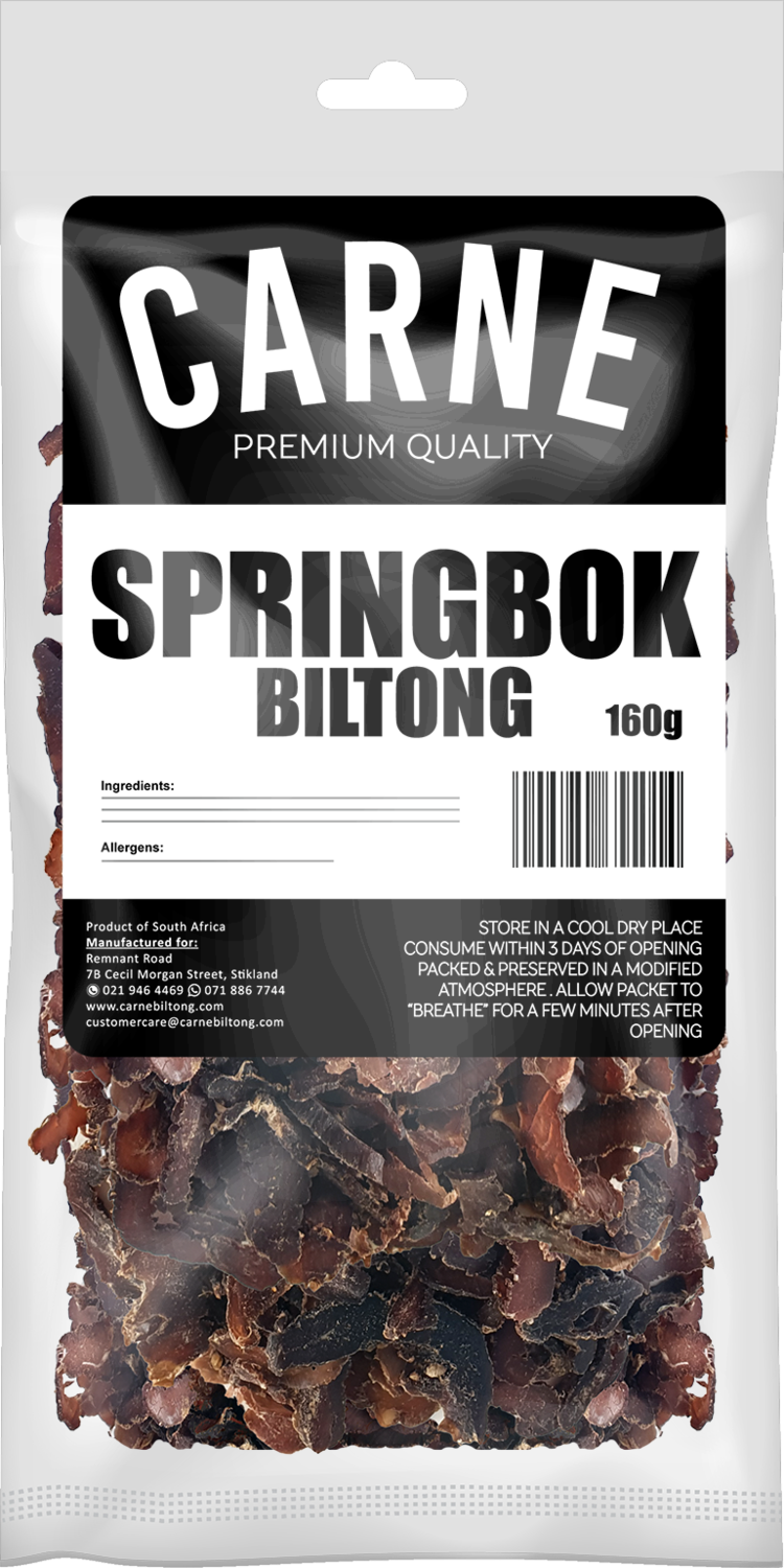 Springbok Meat Stringy Carne Springbok Biltong 160g | Agrimark