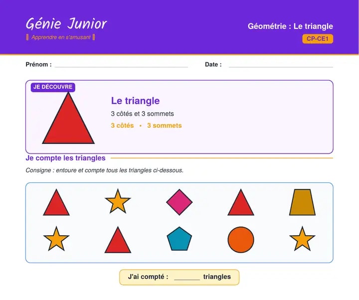 Fiche CI à CE2 : Géométrie · CP-CE1