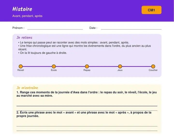 Fiche CM1 : Histoire · CM1-CM2