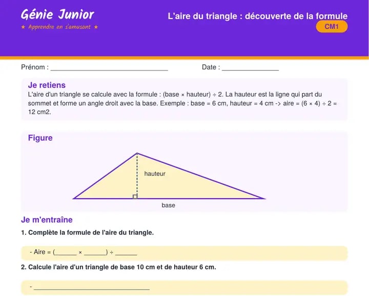 Fiche CM1 : Géométrie