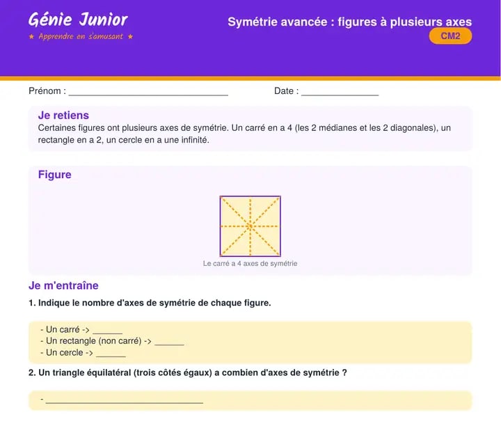 Fiche CM2 : Géométrie