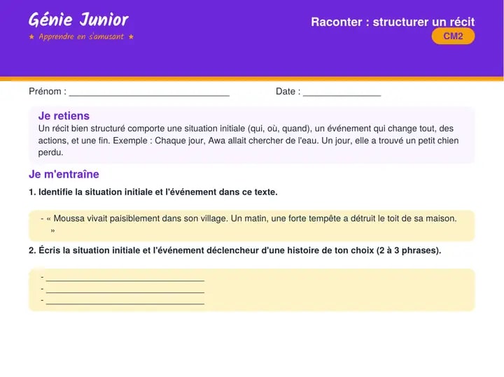 Fiche CM2 : Rédaction