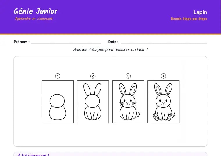 Dessin étape par étape : le lapin en 4 étapes