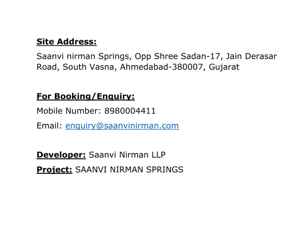 Saanvi Nirman Springs - Image 2 Saanvi Nirman Springs - Image 2 - Residential/Group Housing in Ahmedabad