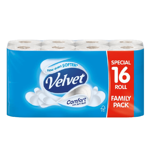 Velvet Comfort 2PLY Toilet Tissue Pack Of 16 Rolls