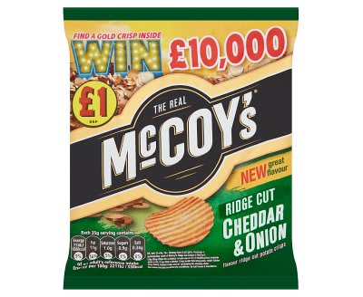 The Real McCoys Ridge Cut Cheddar & Onion Flavour Potato Crisps 70g