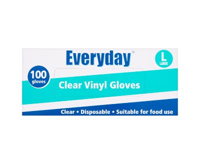 Everyday 100 Clear Vinyl Gloves Large