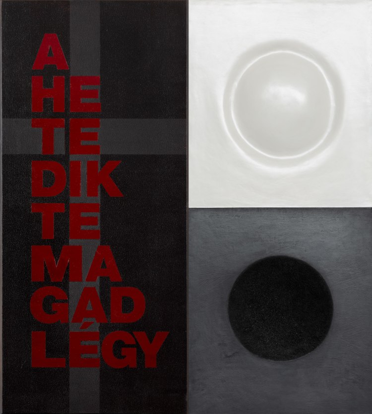 Hajdú László: Az emlékezet szimbólumai – Üzenet, J.A. (2016), akril, vászon, mdf lemez