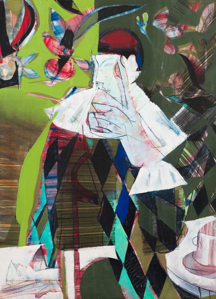 Müller Árpád: Bohóc, olaj, vászon, 1996, 75,5x54 cm (forrás: Kempinski Hotel Corvinus)