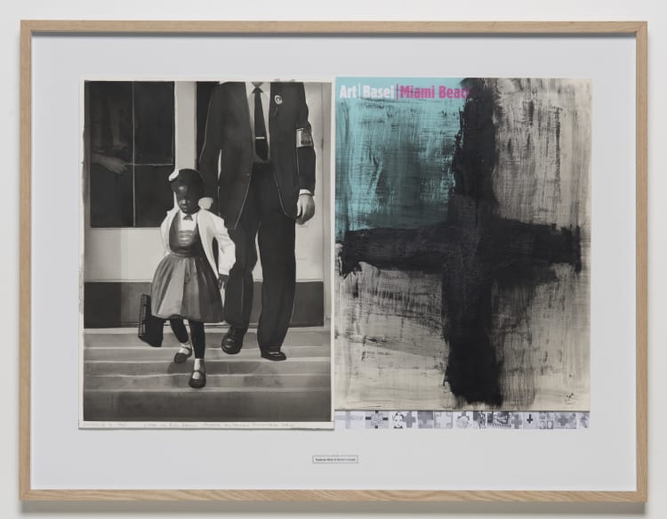 Radenko Milak és Roman Uranjek: November 14, 1960, Six-Year-Old Ruby Bridges Integrates New Orleans, 2016, vegyes technika, akvarell, kollázs, 69,7 x 91,1 cm (Molnár Ani magángyűjteményében, forrás: Molnár Ani Galéria)