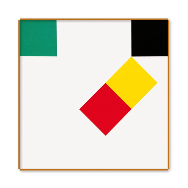 Camille Louis Graeser: Vörös-sárga mozgás, 1974, akril, vászon, 60 x 60 cm (forrás: Vass László)