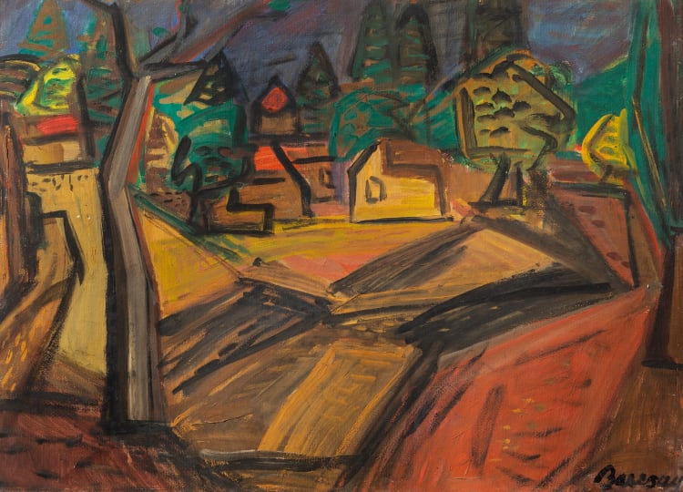 Szentendrei táj, 1934-35, tempera, karton, 49×69 cm (forrás: Ferenczy Múzeumi Centrum)