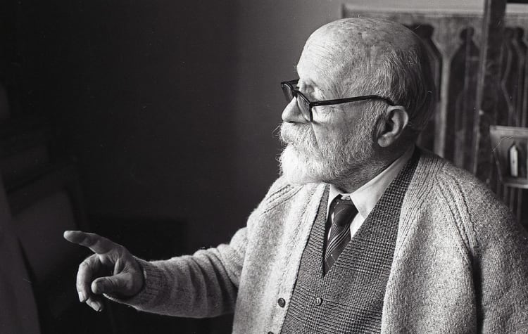 Fejér Zoltán György Barcsay-portréja a Látványból szerkezet című kiállításon látható 2025. szeptember 21-ig