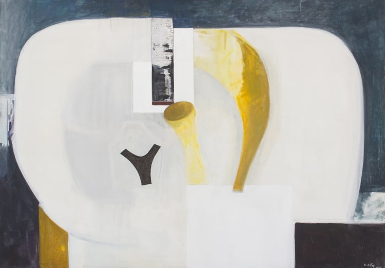 Hetey Katalin: Cím nélkül, 1968, akril, vászon, 114 x 162 cm (forrás: Einspach &amp; Czapolai Fine Art)